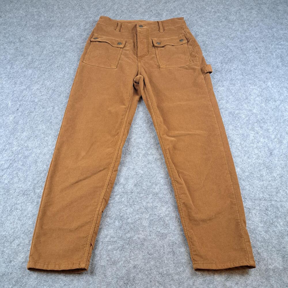 Free People Pants Womens 4 Brown Carpenter Twill Cotton Stretch Utility Workwear